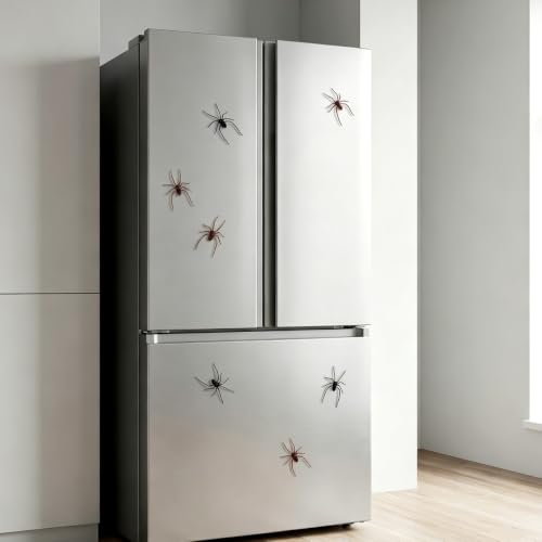 12PCS Halloween Realistic Spider Magnets - Black & Brown, Removable Decorative Spiders