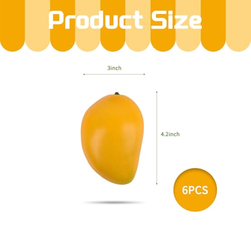 Artificial Mango Fake Fruit for Kitchen & Party Decor - 6pcs Yellow