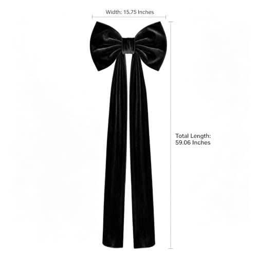 Black Velvet Bow Decoration - Large Halloween Wall Decor, 59 x 15.74 Inches