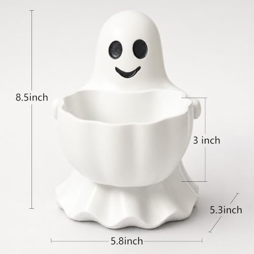 Halloween Ghost Candy Bowl - Cute Resin Snack Holder for Treats & Decor