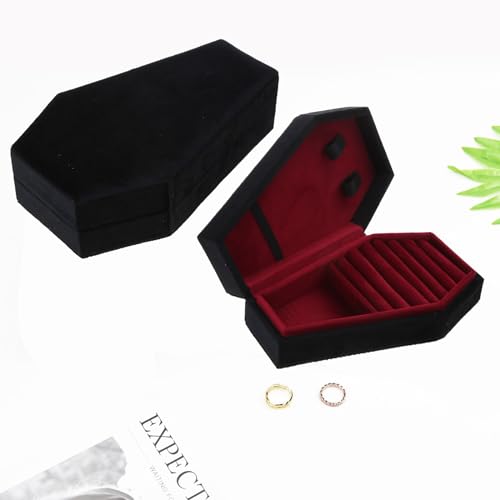 Halloween Theme Velvet Jewelry Storage Box Coffin Necklace Earring Organizer