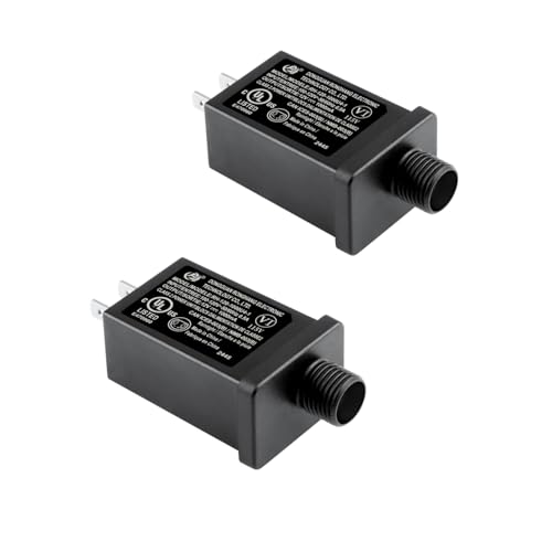 2-Pack Waterproof 12V Power Supply Adapter for LED String Lights & Inflatable Decorations