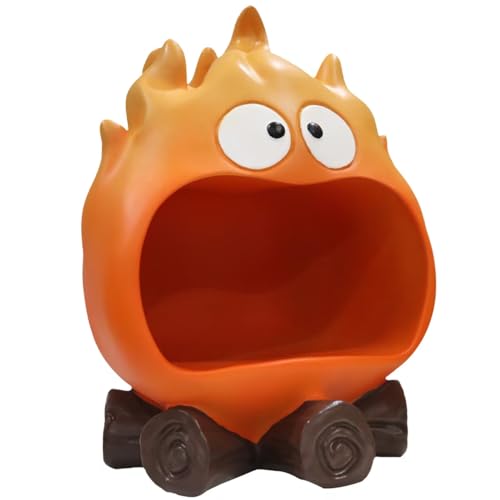 Orange Flame Statue Candy Dish & Key Bowl - Whimsical Entryway Decor