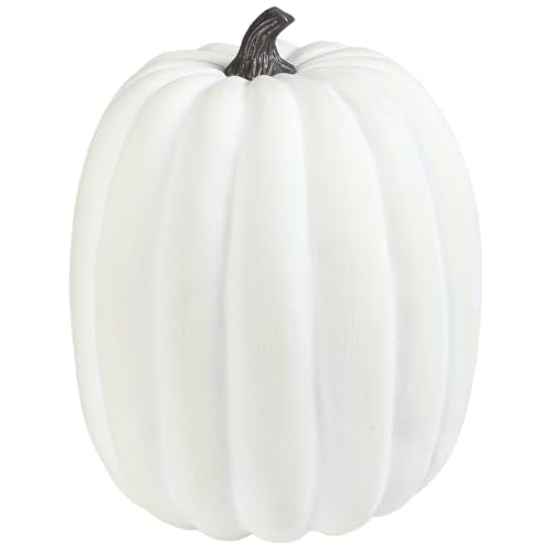 Artificial White Pumpkin Decor - 19 Inch Fall Halloween Thanksgiving
