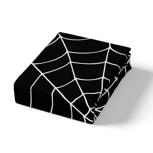 Spider Web Bedding Set Queen Size Halloween Duvet Cover & Pillowcase 3Pcs - Black White