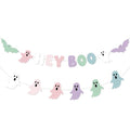 Pastel Halloween Ghost & Bat Garland Set - Cute Ghost Decor for Fireplace Mantle - Variation: Pastel