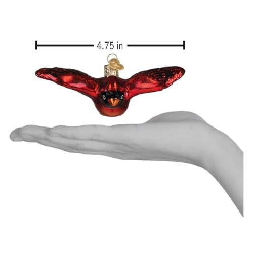 Old World Christmas Cardinal in Flight Glass Blown Ornament - Handcrafted Holiday Decoration, Bird Watcher Collection