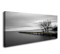 Lake Trees Canvas Wall Art - Modern Minimalist Black and White Landscape Print - 48"L x 24"W