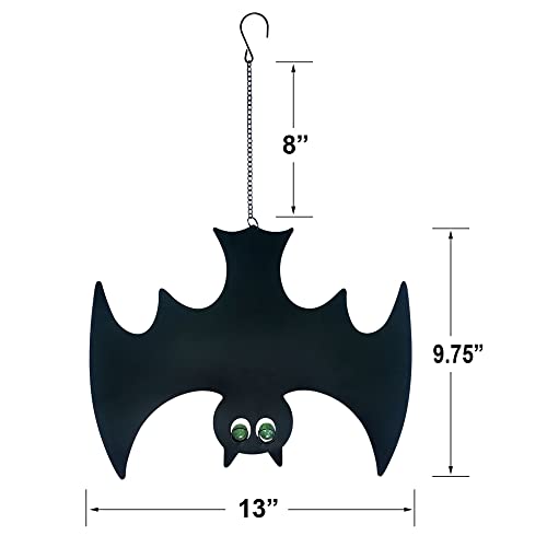 Halloween Glow in The Dark Metal Bat Ghost Hanging Decor Set of 3 Black Bats for Indoor Outdoor Party