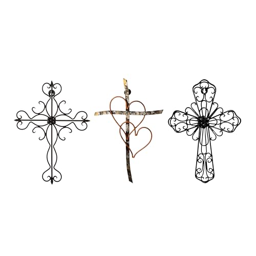 Black Matte Wall Cross 14x10 Inch Religious Wall Decor for Living Room & Outdoors