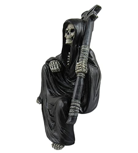 Grim Reaper Book Shelf Figurine - Skull Gothic Home & Office Decor
