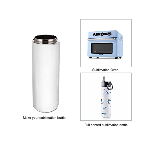 22 OZ Sublimation Water Bottle - 8 Pack White Stainless Steel Tumblers with Straw & Handle