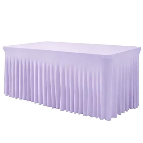 Light Purple 6FT Spandex Table Skirt for Rectangle Banquet Tables - 72x30 Inches