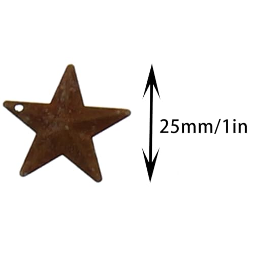 50pcs Rustic Perforated Metal Star Decorations - Antique Rust Finish for Indoor & Outdoor Use
