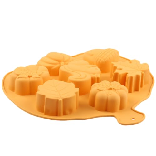 Fall Harvest Silicone Chocolate Molds - 7 Cavity Pumpkin Squirrel Leaf Acorn