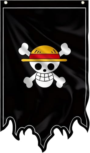 Anime Pirate Flag Banner - One Piece Luffy Straw Hat Decoration 49x29 inch