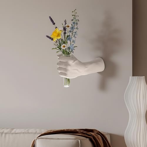 White Hollow Hand Wall Vase Set - Gothic Indoor Wall Decor & Planters