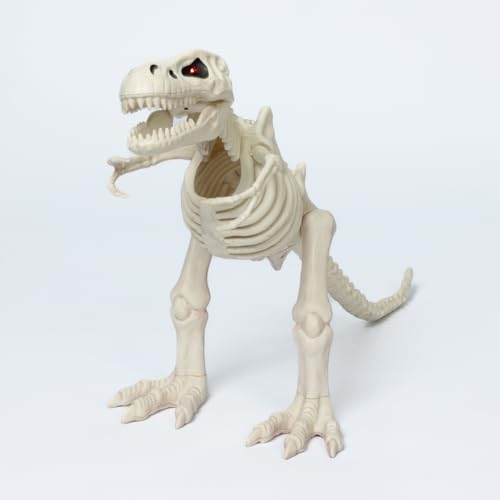 15.5-Inch Animated T-Rex Skeleton Halloween Decoration with Moving Jaw & LED Eyes