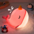 Pink Narwhal Night Light for Kids, Silicone Bedside Lamp with Dimmable & 30-Min Timer