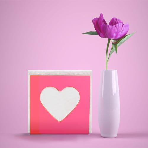 Pink Heart Acrylic Napkin Holder for Tables - Valentine's Day Dispenser