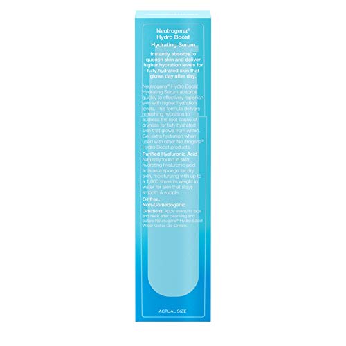 Neutrogena Hydro Boost Hydrating Hyaluronic Acid Serum, Oil-Free and Non-Comedogenic Face Serum Formula for Glowing Complexion, Oil-Free & Non-Comedogenic, 1 fl. oz (Pack of 2)