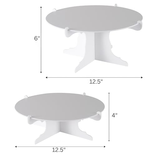 2-Pack White Cake Stands with Tiered Pedestals for Weddings & Parties - 12.5 Inch