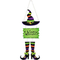 Halloween Witch Sign Decoration Welcome Hanging Wooden Wall Decor - Witch Hat & Legs