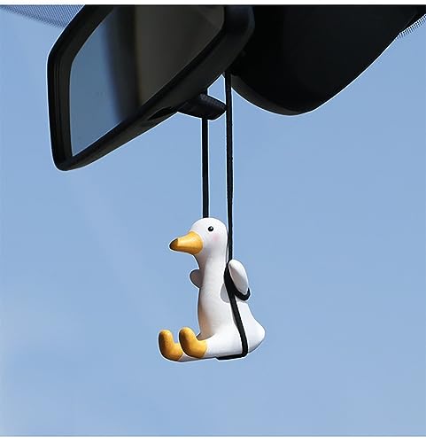 Cool Duck Swing Car Pendant - Cute Animal Rearview Mirror Ornament, Car Interior Decor