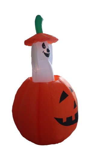 4 Ft Animated Halloween Inflatable Pumpkin and Ghost Decor