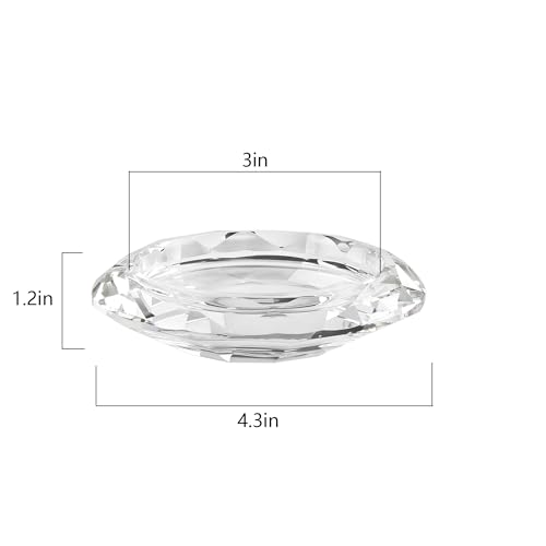 Crystal Candle Holders for Pillar Candles - Clear Glass, Pack of 2, 4.3x1 Inches - Handmade Christmas Home Decor - Variation 2