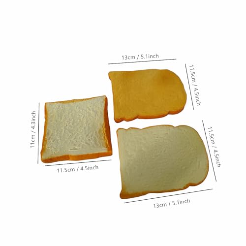 Artificial Bread Slices Set for Photography & Decor - Realistic Fake Food Props (3 Pack)