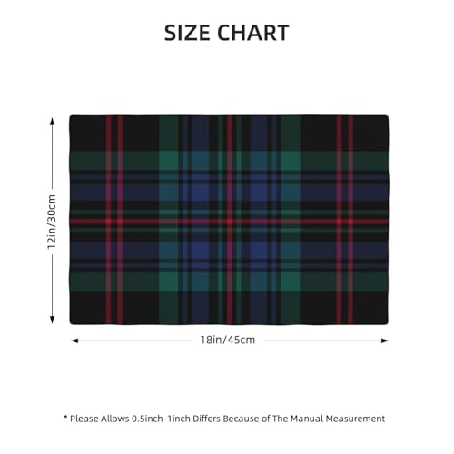 Reversible Plaid Placemat Set of 6 - 12x18 Inches, Blue & Black Farmhouse Style