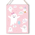 Pink Halloween Sign - October Variation, 8x10 Inches, Festive Wood Decor