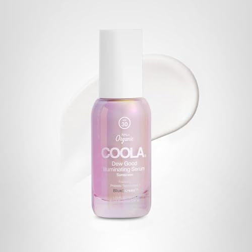 COOLA Organic Dew Good Illuminating Probiotic Serum with SPF 30, Dermatologist Tested Sunscreen with Plant-Derived BlueScreen Digital De-Stress Technology, 1.15 Fl Oz