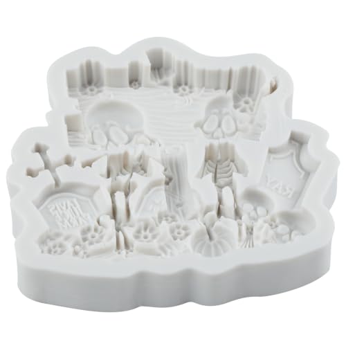 Halloween Skeleton Tombstone Fondant Mold - Skeleton Style T Silicone Cake Decor
