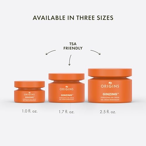 Origins GinZing Energizing Gel Cream | Face Moisturizer for Radiance and Glow | With Vitamin C, Niacinamide, Ginseng, and Caffeine, 1.7 Fl Oz