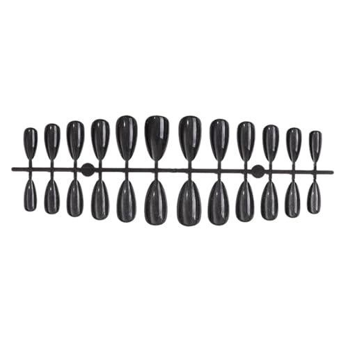 Black Press on Nails Medium Almond Fake Nails Goth Dark Style-4