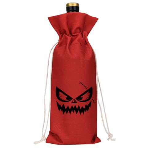 Halloween Wine Bag with Drawstring - Ghost Decor Gift for Wine Lovers - Variation of Halloween2