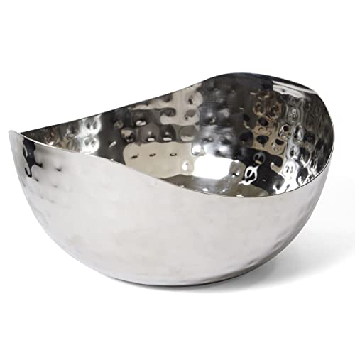 Hammered Stainless Steel Wave Candy Dish Catch All Bowl 6x6 Inches Silver