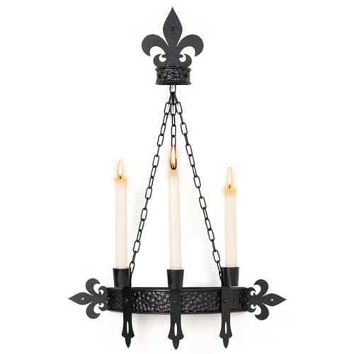 Black Gothic Candle Sconce Wall Decor with 3 Taper Candle Holders