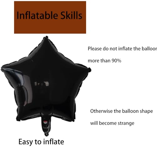Black Star Balloons Foil Balloon Party Decorations - 8pcs