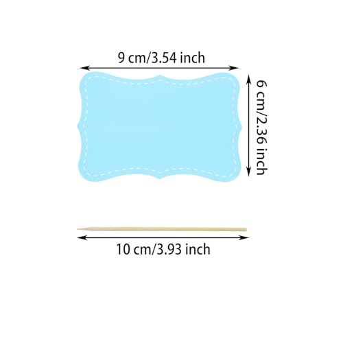 Blue Cake Cupcake Toppers Set - 20 Blank Food Picks for Party Decor