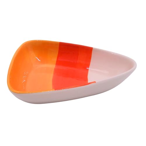 Large Candy Corn Dish - Harvest & Halloween Decor, Ceramic Candy Holder, 10 Inches