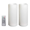White 3x7 Inch Outdoor Flameless LED Pillar Candles with Remote & Timer - 2 Pack