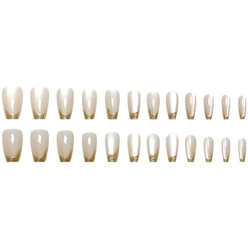 24Pcs Short Square French Cat's Eye Press-On Nails Glossy Fake Nails