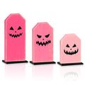 Pink Tombstone Halloween Ghost Tray Decor Sign - 3 Pack Wooden Table Signs
