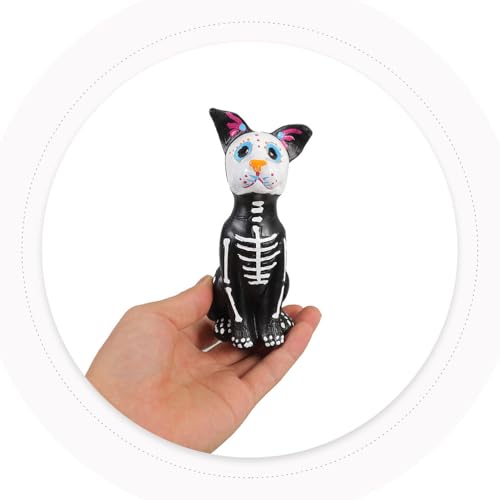 Day of The Dead Dog Figurine Set - Hand-Painted Sugar Skull Skeleton Resin Statues