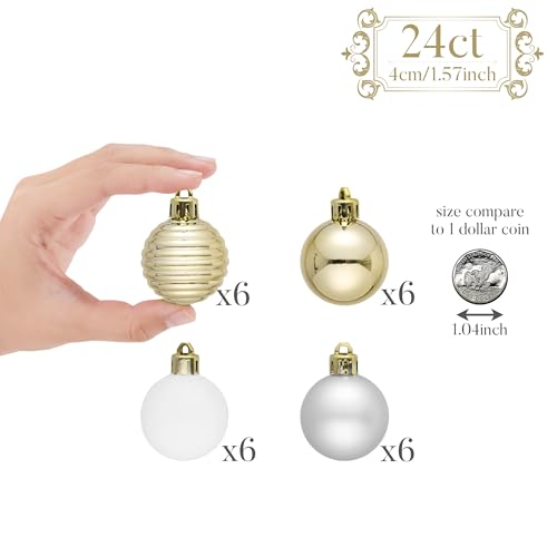 Christmas Tree Ornaments Set - Holiday Ball Decorations, 2-Piece Bundle
