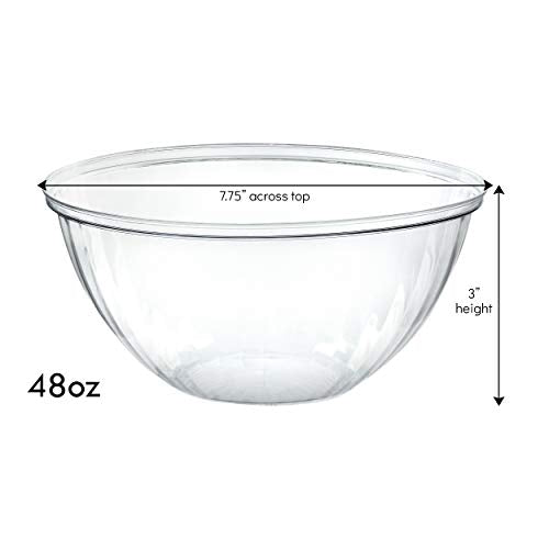 2 Pack Disposable Clear Round Serving Bowls for Parties & Snacks - 48 Ounce