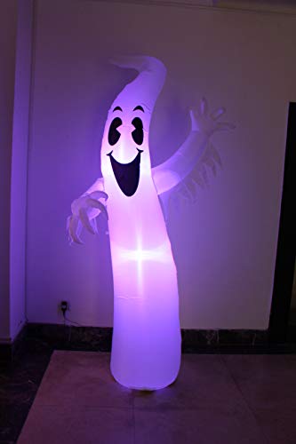 8 Ft Tall Lighted Inflatable Ghost Monster Halloween Decor with Color Changing LEDs